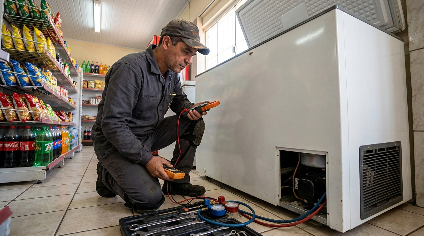 Reparo na placa eletrônica do freezer em Vitória‑ES